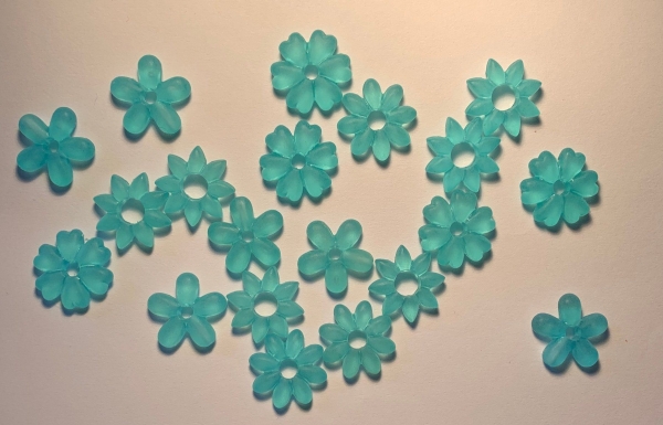 Acrylblüten gemischt, matt türkis